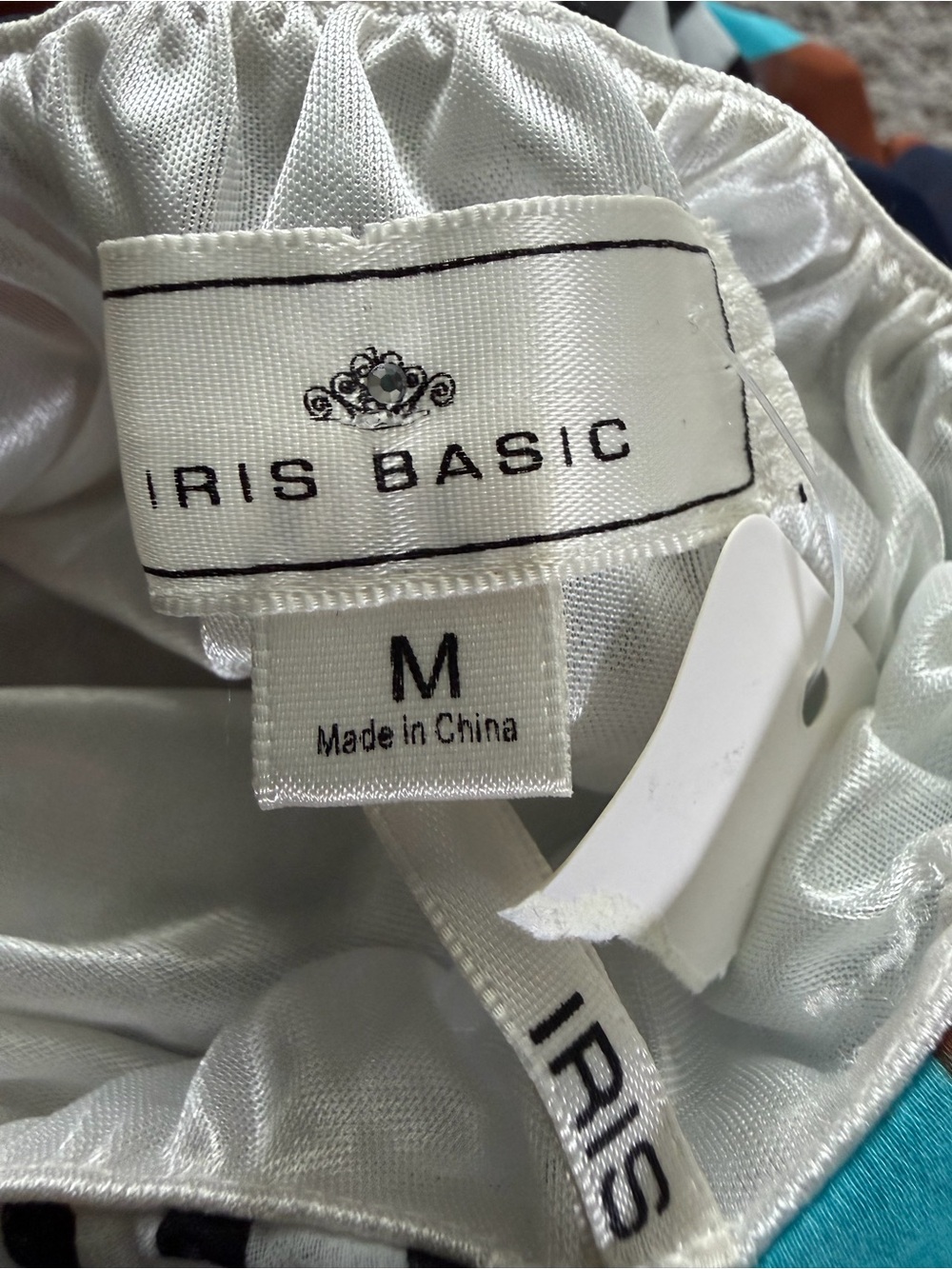 Iris Basic Strapless High-Low Dress in Teal, Navy, Rust & White - Picture 7 of 8